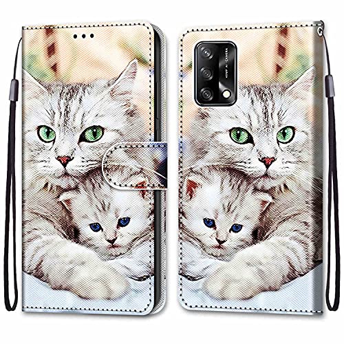 KimsCase für Oppo A74 4G/F19 Hülle Leder Silikon Case Magnetisch Kawaii Kickstand Schutzhülle Hüllen Brieftasche Handyhülle Flip Motiv Tier Muster Design Cover von KimsCase