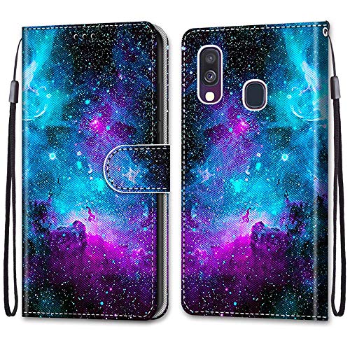 KimsCase für Samsung Galaxy A40 Hülle Leder Silikon Case Magnetisch Kawaii Kickstand Schutzhülle Hüllen Brieftasche Handyhülle Flip Motiv Tier Muster Design Cover von KimsCase