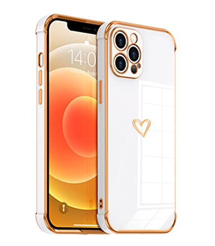 KimsCase für iPhone 11 Hülle 3D Klar Herz Muster Design mit Goldener Rand Silikon Ultra Dünn Case Kawaii Schutzhülle Hüllen Handyhülle Motiv Cover - Weiß von KimsCase