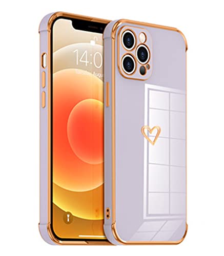 KimsCase für iPhone 12 Mini Hülle 3D Klar Herz Muster Design mit Goldener Rand Silikon Ultra Dünn Case Kawaii Schutzhülle Hüllen Handyhülle Motiv Cover - Lila KimsCase für iPhone 12 Mini Hülle 3D Klar Herz Muster Design mit Goldener Rand Silikon Ultra Dünn Case Kawaii Schutzhülle Hüllen Handyhülle Motiv Cover - Lila von KimsCase