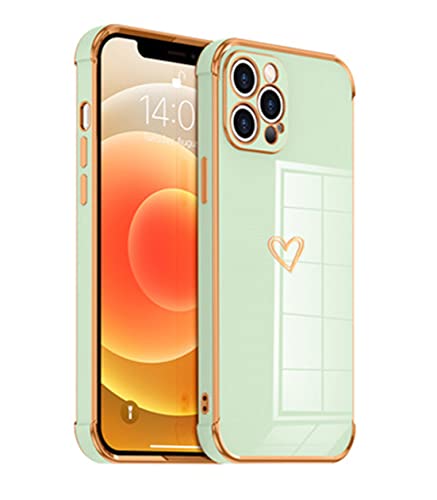 KimsCase für iPhone 13 Mini Hülle 3D Klar Herz Muster Design mit Goldener Rand Silikon Ultra Dünn Case Kawaii Schutzhülle Hüllen Handyhülle Motiv Cover - Grün KimsCase für iPhone 13 Mini Hülle 3D Klar Herz Muster Design mit Goldener Rand Silikon Ultra Dünn Case Kawaii Schutzhülle Hüllen Handyhülle Motiv Cover - Grün von KimsCase