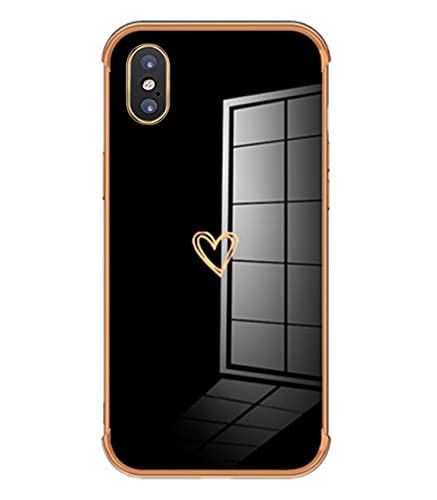KimsCase für iPhone XS/iPhone X Hülle 3D Klar Herz Muster Design mit Goldener Rand Silikon Ultra Dünn Case Kawaii Schutzhülle Hüllen Handyhülle Motiv Cover - Schwarz KimsCase für iPhone XS/iPhone X Hülle 3D Klar Herz Muster Design mit Goldener Rand Silikon Ultra Dünn Case Kawaii Schutzhülle Hüllen Handyhülle Motiv Cover - Schwarz von KimsCase