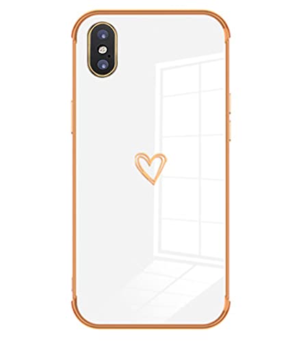 KimsCase für iPhone XS/iPhone X Hülle 3D Klar Herz Muster Design mit Goldener Rand Silikon Ultra Dünn Case Kawaii Schutzhülle Hüllen Handyhülle Motiv Cover - Weiß KimsCase für iPhone XS/iPhone X Hülle 3D Klar Herz Muster Design mit Goldener Rand Silikon Ultra Dünn Case Kawaii Schutzhülle Hüllen Handyhülle Motiv Cover - Weiß von KimsCase
