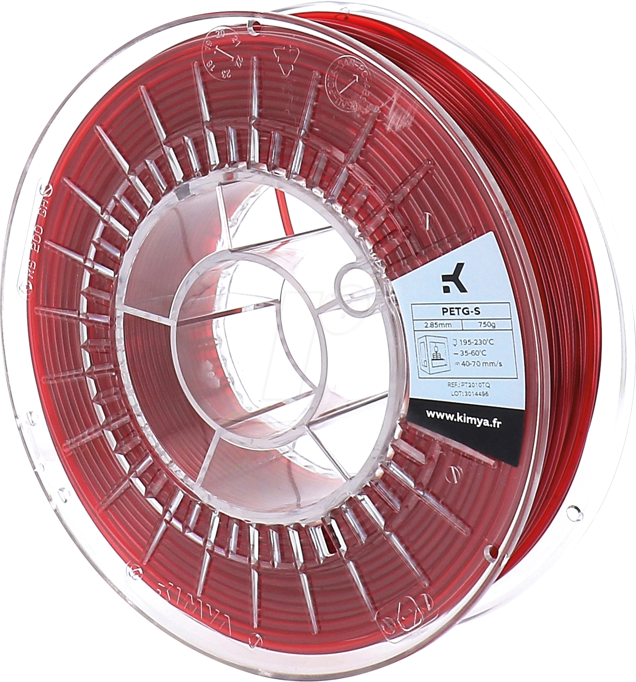 KIMYA PT2010TQ - Filament, PETG-S, Rot Transluzent, 2,85 mm, 750 g von Kimya