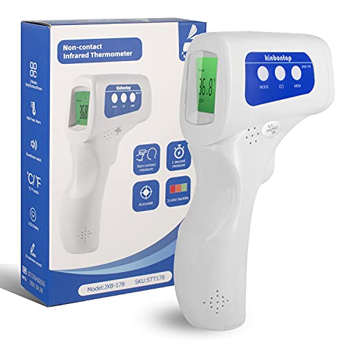 Kinbontop Fieberthermometer kontaktlos, Infrarot Digitales Thermometer für Erwachsene, Kinder und Kleinkinder mit Hochtemperaturalarm und sofortigen, genauen Messwerten Kinbontop Fieberthermometer kontaktlos, Infrarot Digitales Thermometer für Erwachsene, Kinder und Kleinkinder mit Hochtemperaturalarm und sofortigen, genauen Messwerten von Kinbontop