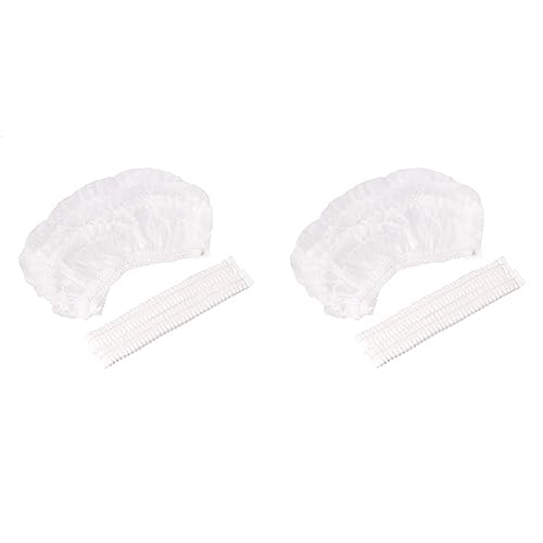 Kinbontop Premium weiße Haarhauben, hygienische Einweg-Hauben aus Vliesmaterial - Weiß (100er-Pack) (Packung mit 2) von Kinbontop