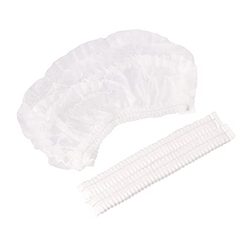 Kinbontop Premium weiße Haarhauben, hygienische Einweg-Hauben aus Vliesmaterial - Weiß (100er-Pack) von Kinbontop