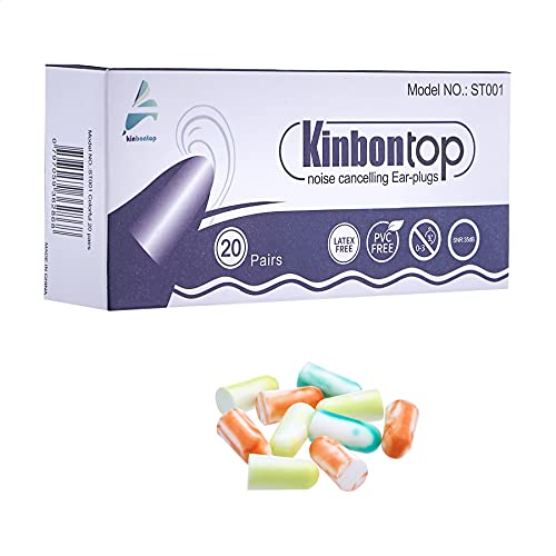 Kinbontop Schaumstoff-Ohrstöpsel, 35 dB SNR (Dämmwert), Lärmreduktion, Gehörschutz, (20 Paar) von Kinbontop