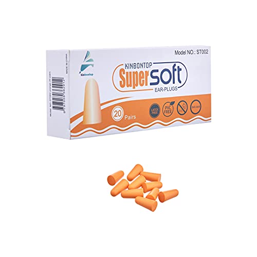 Kinbontop Schaumstoff-Ohrstöpsel, 38 dB SNR (Dämmwert), Lärmreduktion, Gehörschutz, Orange (20 Paar) von Kinbontop