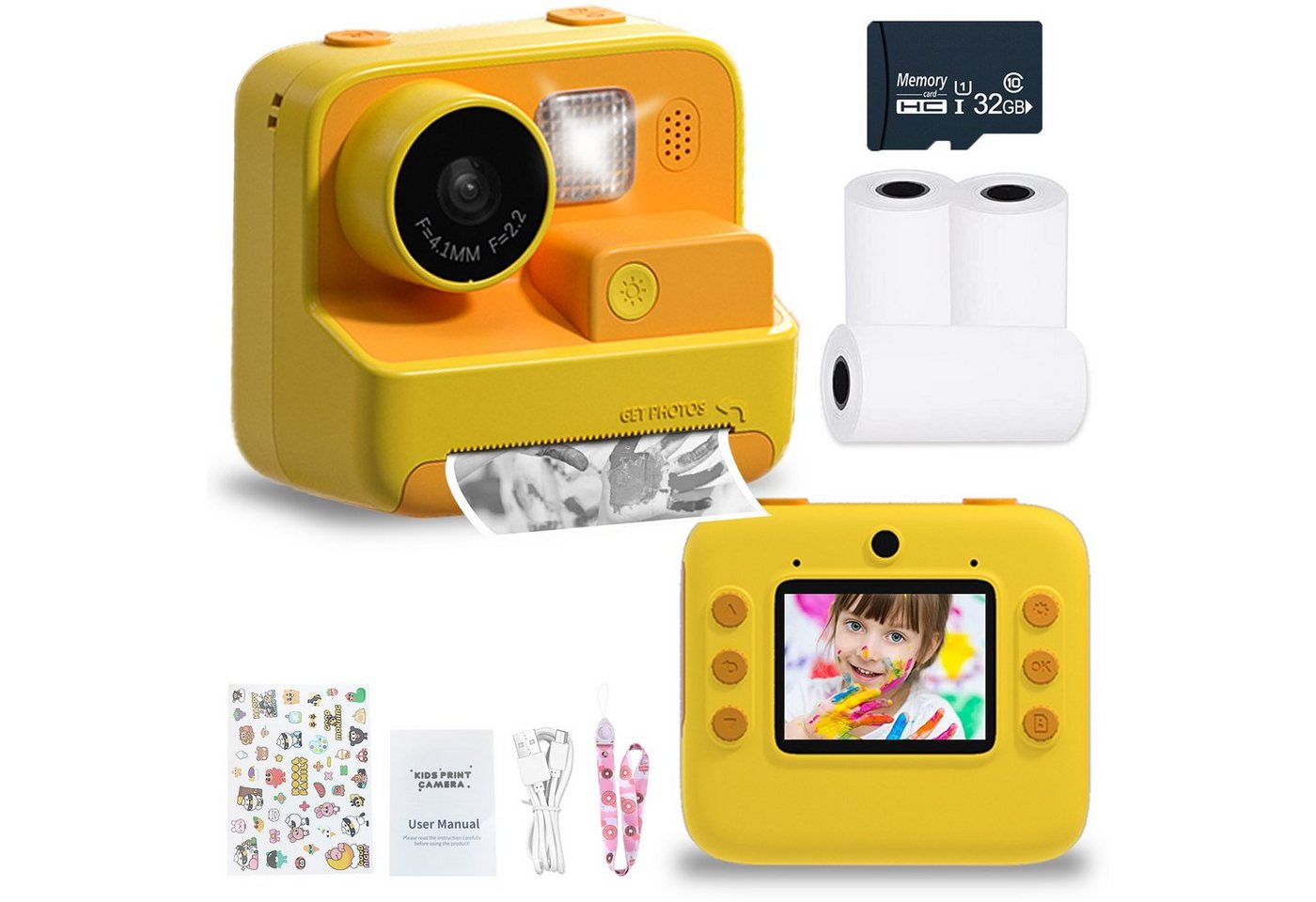 Kind Ja Kinderkamera,Druckkamera,Spielzeugkamera,Polaroidkamera,48 Megapixel Kinderkamera (90*80*55mm, geeignet für Foto- und Video-Thermodruck in schwarz/weiß) von Kind Ja
