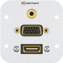 Kindermann 7441000586. Buchsen-Typ: HDMI + VGA + 3.5mm, Module Menge (max): 1 Modul(e). Produktfarbe: Aluminium, Material: Aluminium. Breite: 54 mm, Höhe: 54 mm, Tiefe (min): 5,8 cm (7441000586) von Kindermann