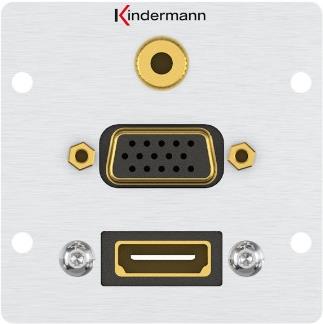 Kindermann 7444000586 HDMI + VGA + 3.5mm Aluminium Steckdose (7444000586) von Kindermann