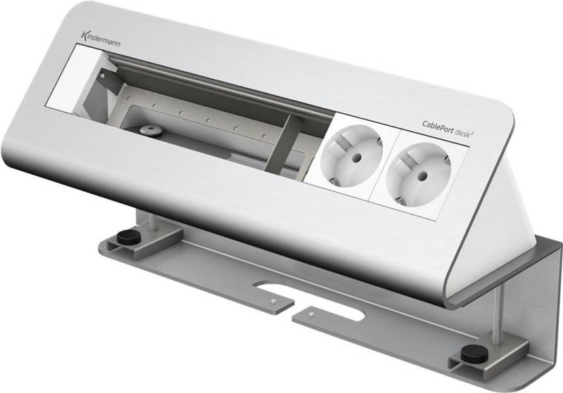 Kindermann CablePort desk² 6-fold - Steckdosengehäuse - Oberfläche montierbar - Spannungsversorgung X 2 - eloxiertes Aluminium (7430000062) von Kindermann