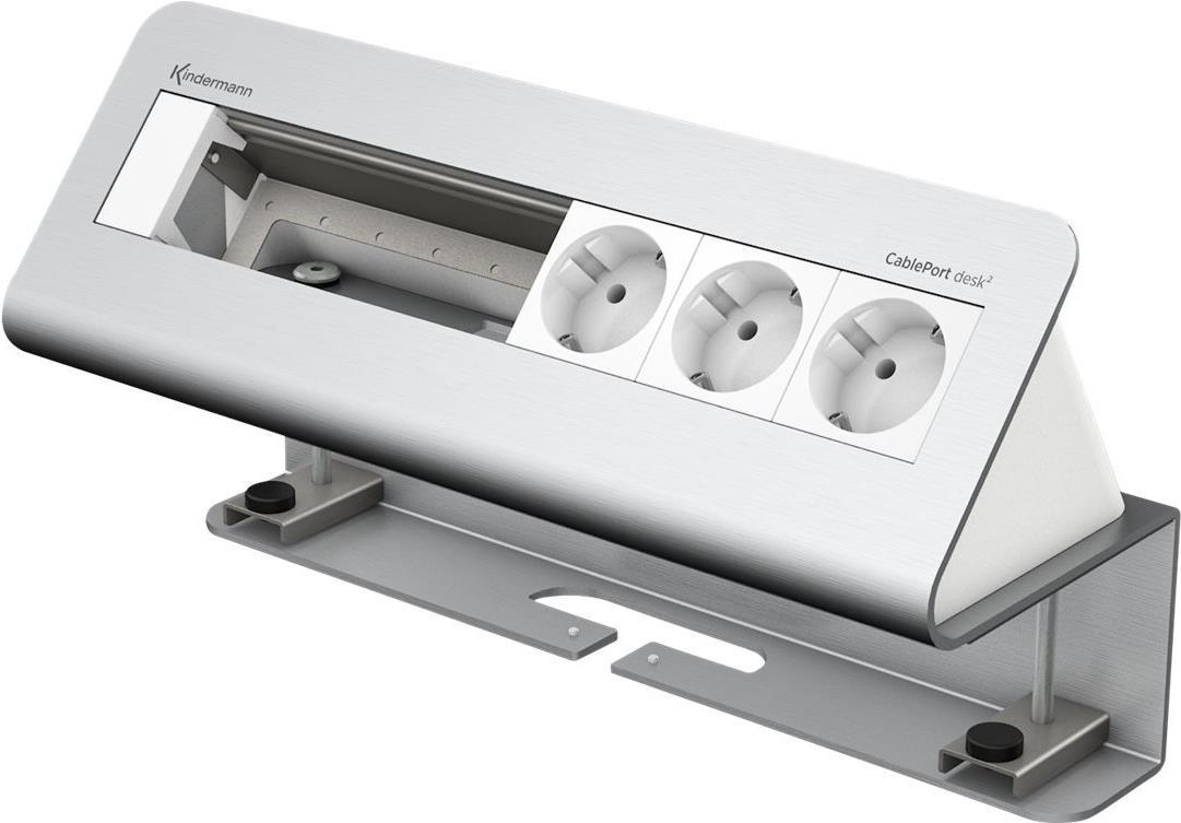 Kindermann CablePort desk² 6-fold - Steckdosengehäuse - Oberfläche montierbar - Spannungsversorgung X 3 - eloxiertes Aluminium (7430000063) von Kindermann
