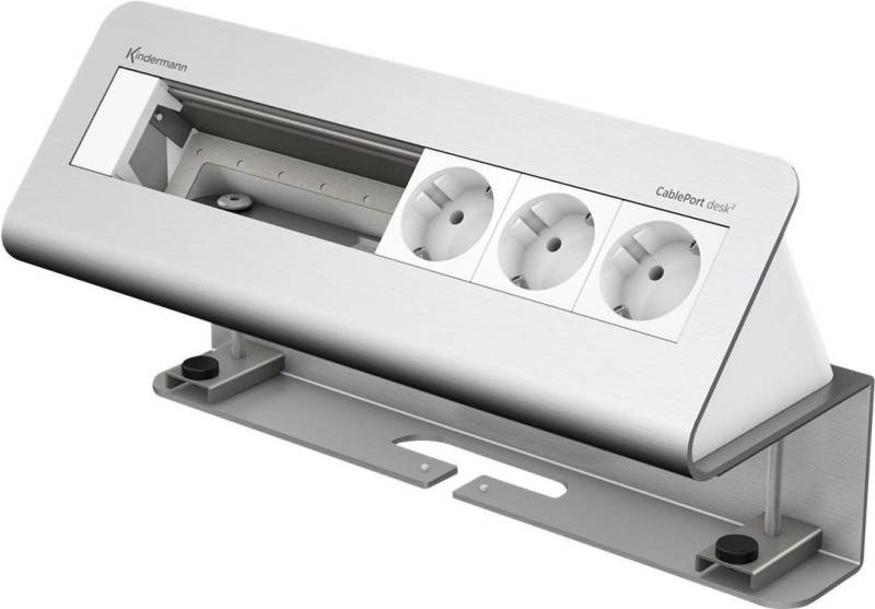 Kindermann CablePort desk² 6-fold - Steckdosengehäuse - Oberfläche montierbar - Spannungsversorgung X 3 - eloxiertes Aluminium (7430000063) von Kindermann