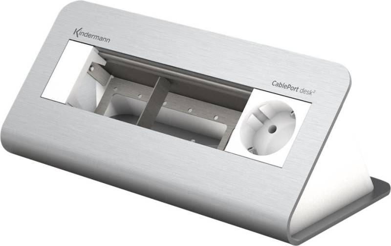 Kindermann CablePort desk² 80 4-fold - Steckdosengehäuse - Oberfläche montierbar - Strom - eloxiertes Aluminium (7430000251) von Kindermann