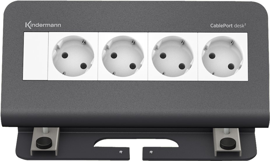 Kindermann CablePort desk² - Steckdosengehäuse - Oberfläche montierbar - Spannungsversorgung X 4 - Slate Gray, RAL 7015 (7430000074) von Kindermann