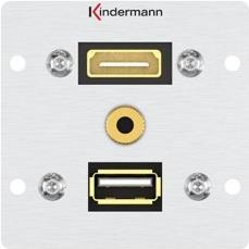 Kindermann Konnect alu 50 - Modulares Faceplate-Snap-In - Mini-Phone Stereo 3,5 mm, HDMI, USB 3.0 Type A (7444000547) von Kindermann