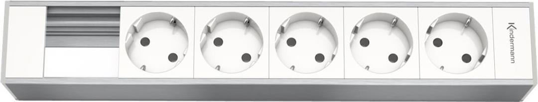 Kindermann Module Panel for 6 Plates - Steckdosengehäuse - Spannungsversorgung X 5 - Natural Aluminium (7449000305) von Kindermann