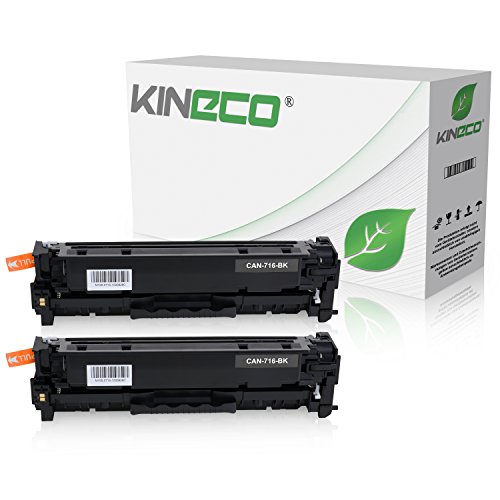 Kineco 2 Toner kompatibel mit Canon 716 für Canon LBP-5050, Canon I-Sensys LBP-8030CN, MF8040CN, MF8050CN, MF8080CW - 1980B002 - Schwarz je 2.200 Seiten von Kineco