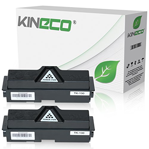 2 Toner kompatibel mit Kyocera TK-130 TK130 für Kyocera FS-1300, FS-1350, FS-1028MFP, FS-1128MFP, FS-1300DN, FS-1350DN - 1T02HS0EU0 - Schwarz je 7.200 Seiten von Kineco