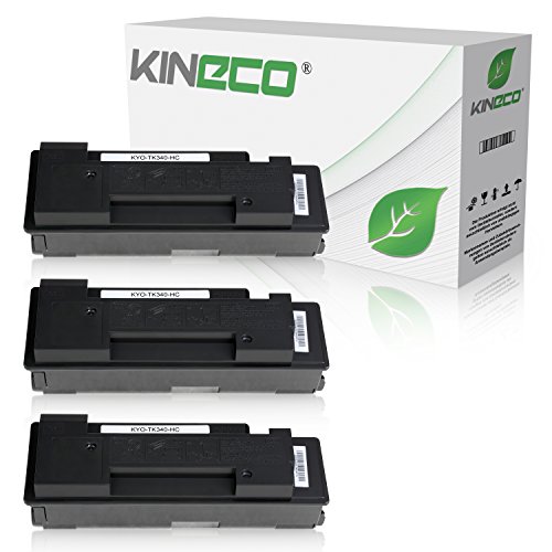 3 Toner kompatibel mit Kyocera TK-340 TK340 für Kyocera FS-2020D, FS-2020DN - 1T02J00EU0 - Schwarz je 12.000 Seiten von Kineco