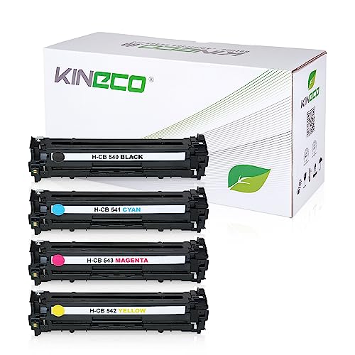 4 Kineco Toner kompatibel mit HP CB540A CB541A CB542A CB543A Color LaserJet CM 1312 CB MFP, CM1512A, CP1210, CP1214N, CP1510 Series, CP1515N, CP1519 - 125A - Schwarz 2.200 Seiten, Color je 1.400 Seiten von Kineco