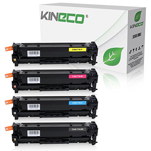 4 Toner kompatibel mit Canon 716 für Canon LBP-5050n, I-Sensys LBP-5050n, MF8030, MF8040, MF8050cn, MF8080cw - Schwarz 2.200 Seiten, Color je 1.400 Seiten von Kineco