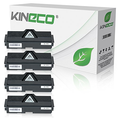 4 Toner kompatibel mit Kyocera TK-170 TK170 für Kyocera FS-1320D, FS-1370DN, ECOSYS P2135DN, P2100 Series - 1T02LZ0NL0 - Schwarz je 7.200 Seiten von Kineco