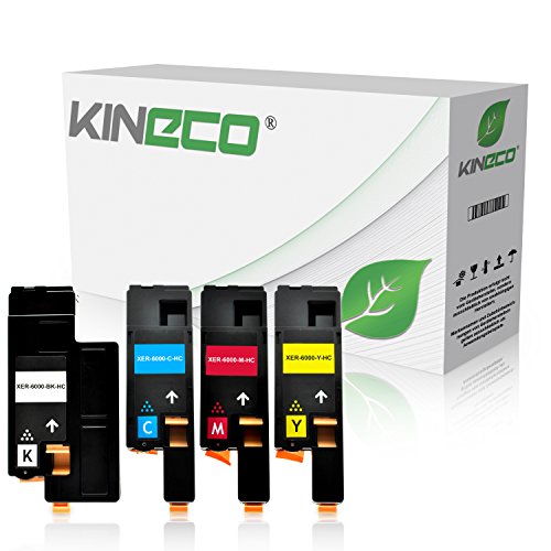 4 Toner kompatibel mit Xerox Phaser 6000 6010 N, für Xerox WorkCentre 6000 Series, WC 6015 VB VNI - Schwarz 2.000 Seiten, Color je 1.400 Seiten von Kineco