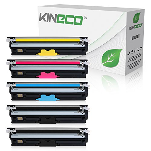 5 Toner kompatibel mit Konica Minolta Magicolor 1600W, 1650EN DT, 1680mf, 1690mf - Schwarz 2.500 Seiten, Color je 2.500 Seiten von Kineco