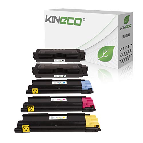 5 Toner kompatibel mit Kyocera TK580 ECOSYS P6021 CDN FS-C 5150 DN - TK580K ´TK580C TK580M TK580Y - Schwarz je 4.000 Seiten, Color 3.000 Seiten von Kineco