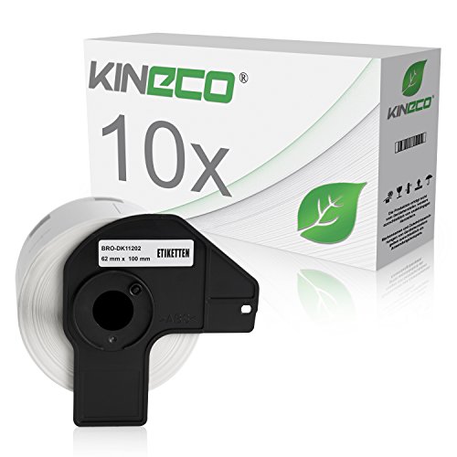 Kineco 10x Versand-Etiketten kompatibel für Brother DK11202 - je 300 Stück - 62mm x 100mm P-Touch QL-1050 1060N 500 550 560 570 580 700 500 A BS BW 560 VP YX 580N 650TD 710W 720NW - Weiss Kineco 10x Versand-Etiketten kompatibel für Brother DK11202 - je 300 Stück - 62mm x 100mm P-Touch QL-1050 1060N 500 550 560 570 580 700 500 A BS BW 560 VP YX 580N 650TD 710W 720NW - Weiss von Kineco