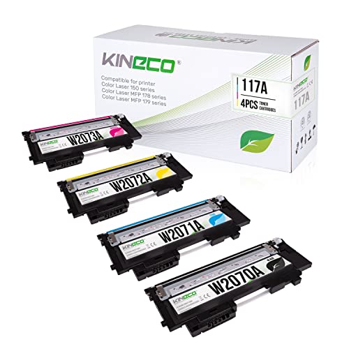 Kineco 117A Toner Set kompatibel für HP Color Laser MFP 179fwg 178nwg 150nw 179fnw 178nw 150a W2070A W2071A W2072A W2073A (Schwarz,Cyan,Magenta,Yellow) von Kineco