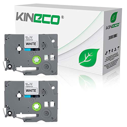 Kineco 2 Schriftbänder kompatibel für Brother TZE-231 12mm/8m - Schwarz auf Weiß P-Touch 1000 1010 1080 1090 1200 1200P 1230PC 1250 1280 1290 1750 1800 1850 200 220 2400 2450 2460 2470 2480 300 310 von Kineco