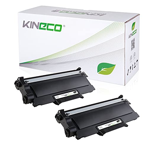 Kineco 2 Toner kompatibel für Brother TN2010 TN-2010 für Brother DCP-7055 W, DCP-7057, HL-2130 R, HL-2132 R, HL-2135 W - Schwarz je 3.000 Seiten von Kineco