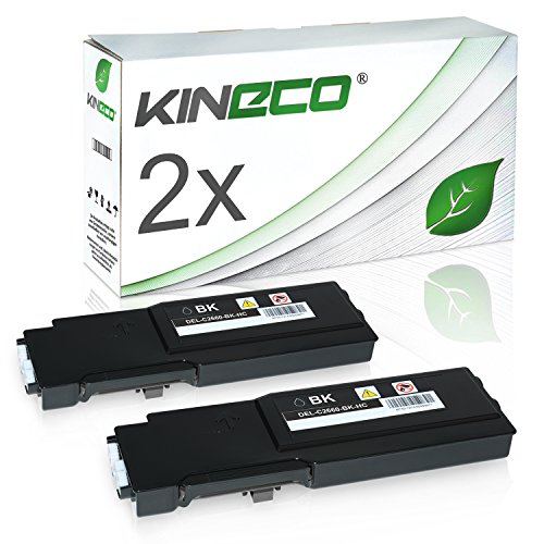 Kineco 2 Toner kompatibel für Dell C2660DN, C2665DNF , C2600 Series - 593BBBM - Schwarz je 3.000 Seiten von Kineco