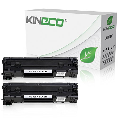 Kineco 2 Toner kompatibel mit HP CB436A 36A Laserjet M 1120a h n w MFP, 1522NF MFPm, M 1500 Series, P 1503n, P 1504n, P 1505n, P 1506n - Schwarz je 2.000 Seiten von Kineco