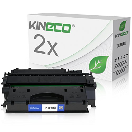 Kineco 2 Toner kompatibel mit HP CF280X Laserjet Pro 400 M401dn, M401dw, MFP M425dn, M425dw - Schwarz je 6.900 Seiten von Kineco