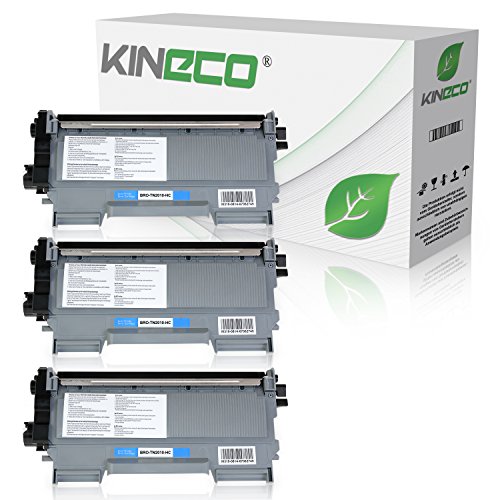 Kineco 3 Toner kompatibel für Brother TN2010 TN-2010 für Brother DCP-7055 W, DCP-7057, HL-2130 R, HL-2132 R, HL-2135 W - Schwarz je 3.000 Seiten von Kineco