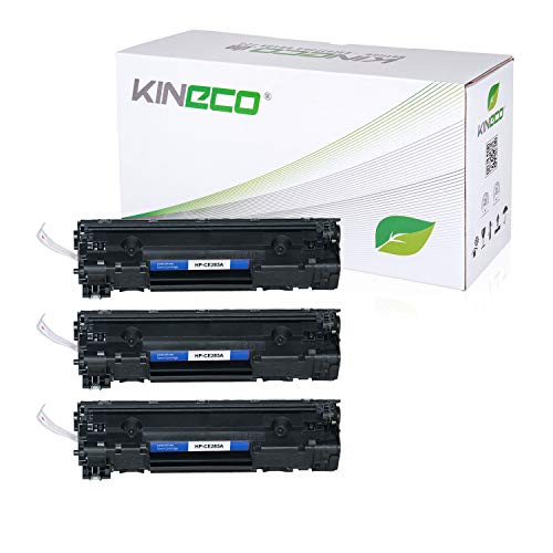 Kineco 3 Toner kompatibel mit HP CE285A CE285X Laserjet Pro P1100, Laserjet Pro P1102w ePrint, Laserjet Pro M1132 All-in-One - 85A - Schwarz je 2.100 Seiten von Kineco