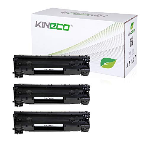 Kineco 3 Toner kompatibel mit HP CF283X Laserjet Pro M125nw, M125rnw, Laserjet Pro M127fw, Laserjet Pro M127FN, MFP M225DW DN, Laserjet 128, 120 Series - 83A - Schwarz je 2.200 Seiten von Kineco