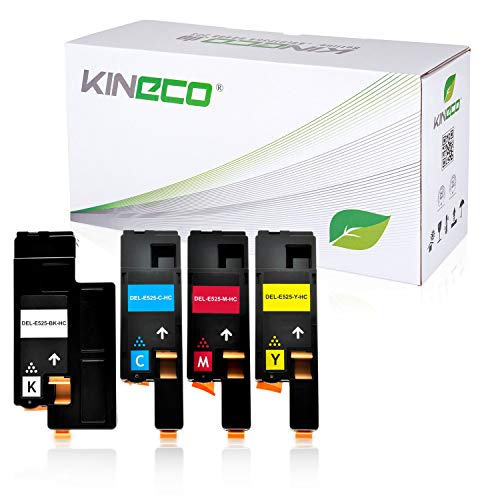 Kineco 4-Pack Toner kompatibel mit Dell E525w Multifunktionsdrucker - Schwarz 2.000 Seiten, Color je 1.400 Seiten von Kineco