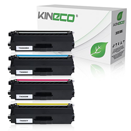Kineco 4 Toner kompatibel für Brother TN-900 TN900 für Brother HL-L 9200CDWT, 9300CDWTT, MFC-L 9550CDW, MFC-L 9500 Series - Schwarz 9.000 Seiten, Color je 6.000 Seiten von Kineco