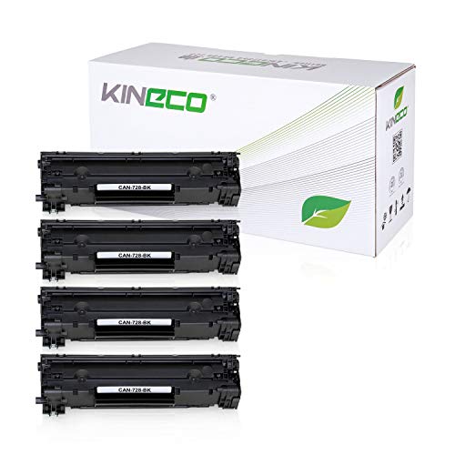 Kineco 4 Toner kompatibel mit Canon 728 für I-Sensys MF4410, MF4430, MF4450, MF4550d, MF4570dw, MF4580dn, MF4820w, MF4880dw, MF4890dw, Fax L150 L170 L410 - Schwarz je 2.100 Seiten von Kineco