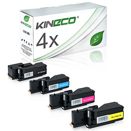 Kineco 4 Toner kompatibel mit Dell C1660 W - 59311130 59311129 59311128 593211131 - Schwarz 1.250 Seiten, Color je 1.000 Seiten von Kineco