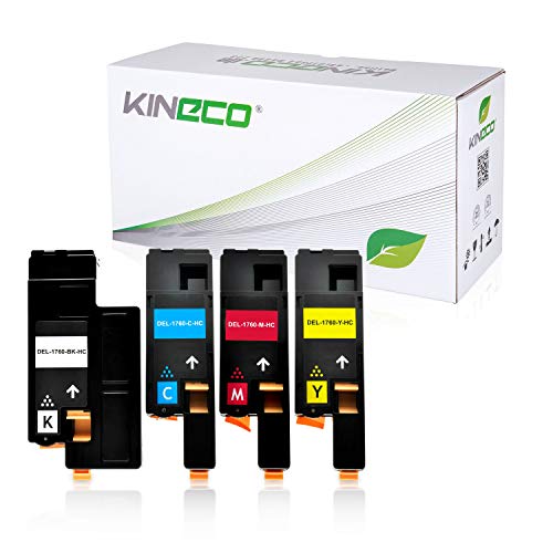 Kineco 4 Toner kompatibel mit Dell C1760nw, 1250c, C1765nfw, C1700 Series, 1350cnw, 1355cnw - Schwarz 2.000 Seiten, Color je 1.400 Seiten von Kineco