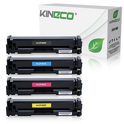 Kineco 4 Toner kompatibel mit HP 201X Laserjet Pro MFP M277n M277dw Laser Multifunktionsdrucker kompatibel mit CF-400X CF-401X CF-402X CF-403X, Schwarz 2.800 Seiten, Color je 2.300 Seiten von Kineco