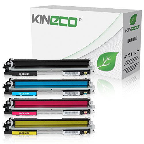 Kineco 4 Toner kompatibel mit HP CE310-CE313 Laserjet Pro 100 Color MFP M175, Pro M275, Color Laserjet Pro CP1021, CP1025, CP1028 - CE310A-CE313A - Schwarz 1.200 Seiten, Color je 1.000 Seiten von Kineco