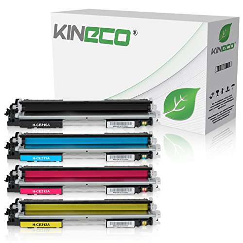 Kineco 4 Toner kompatibel mit HP CE310A CE311A CE312A CE313A Laserjet Pro 100 Color MFP M175 M 275 CP1025nw CP1028nw - 126A - Schwarz 1.200 Seiten, Color je 1.200 Seiten von Kineco
